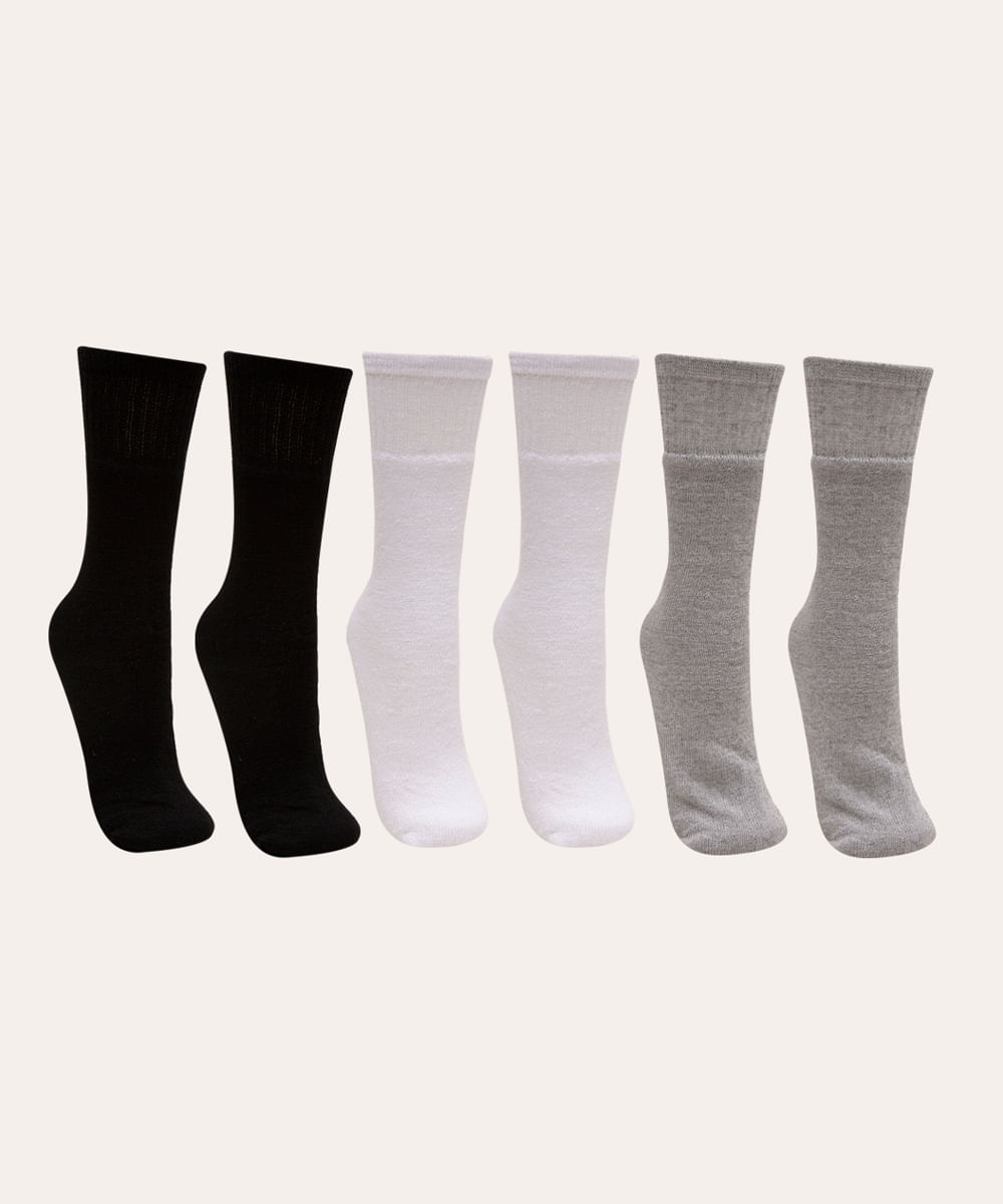 kit de 6 pares de meias masculinas cano longo colorida