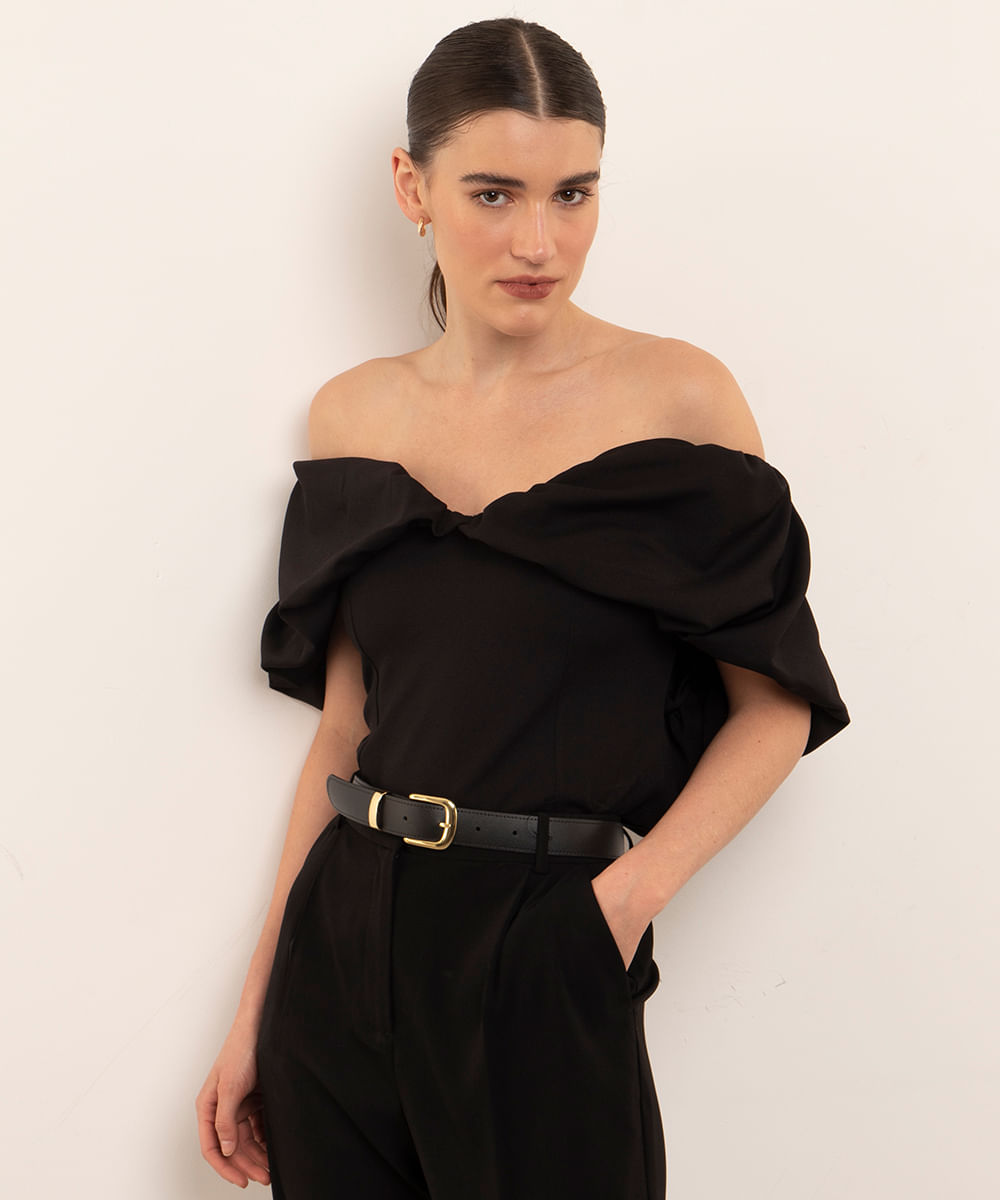 blusa ombro a ombro mindset preto