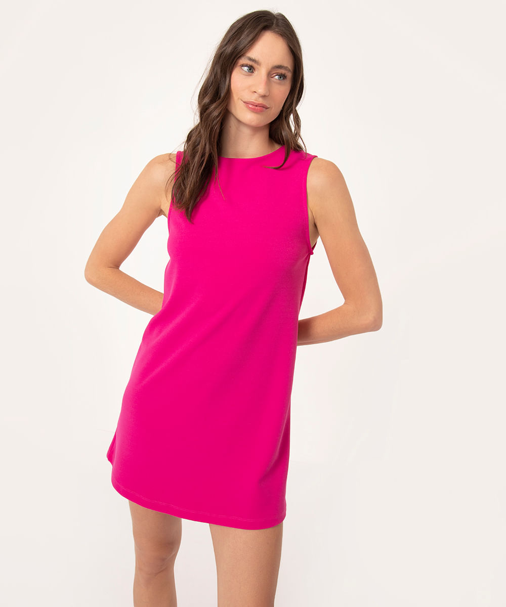 vestido mini trapézio pink