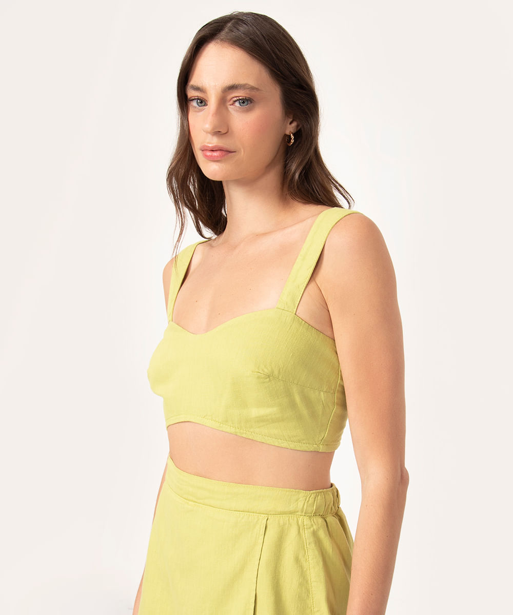 top cropped decote redondo verde