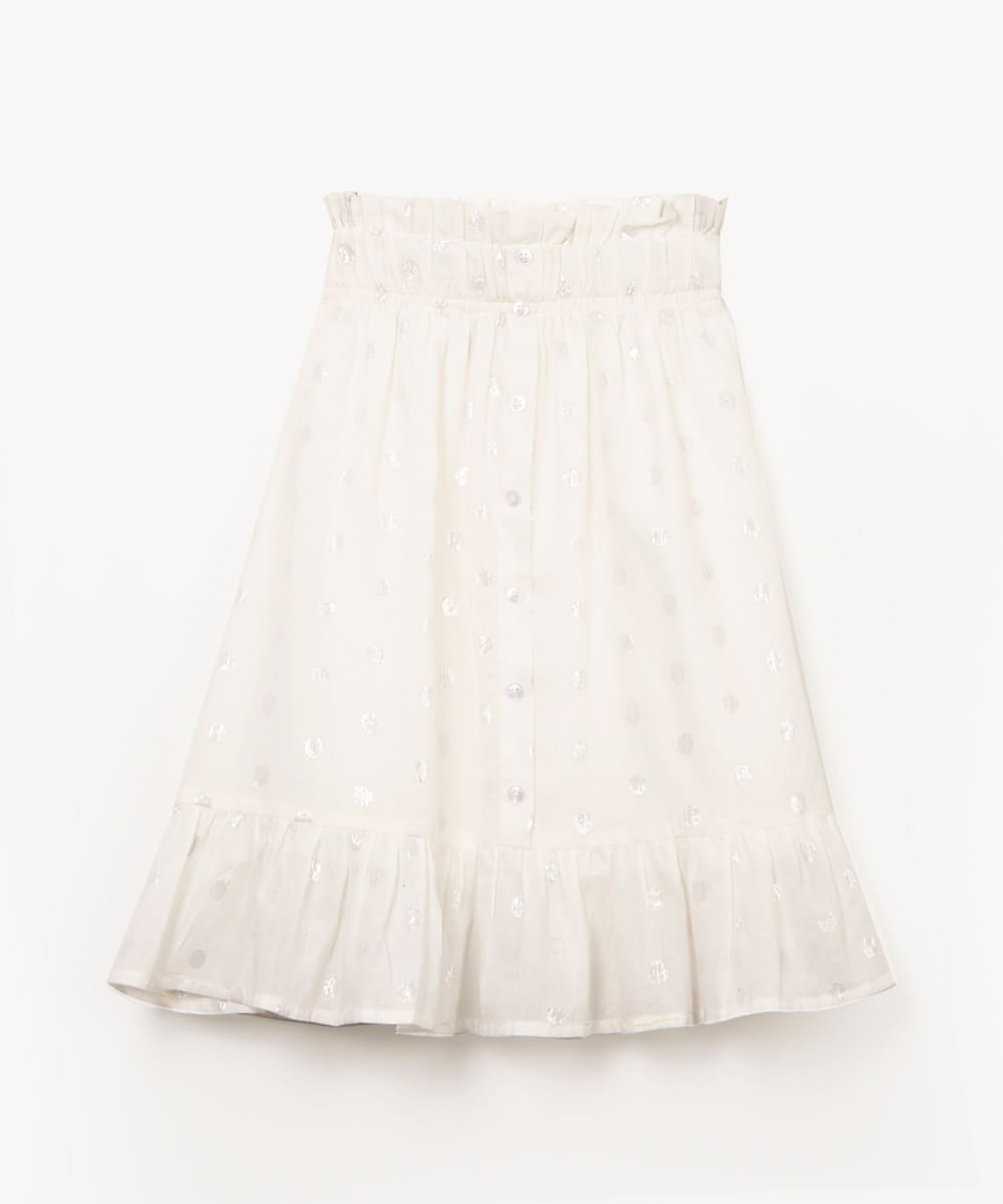 saia infantil botões poás metalizados off white