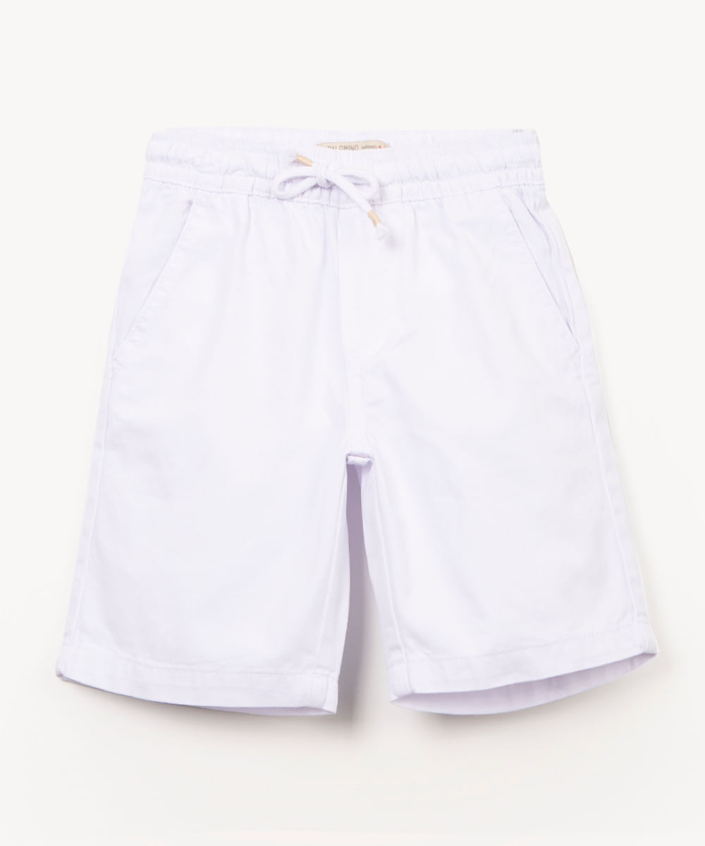 bermuda infantil de sarja com cordão branco