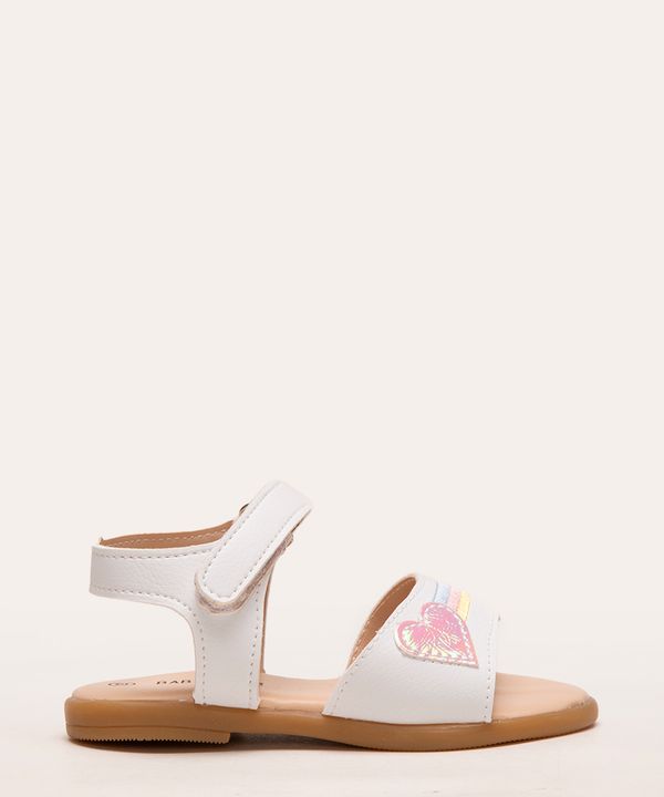 sandália infantil arco íris com velcro branca 24