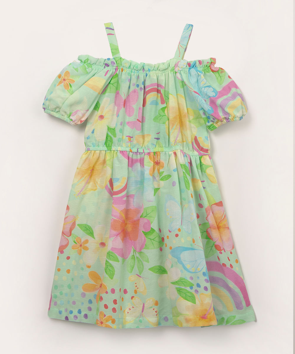 vestido infantil ciganinha borboletas verde