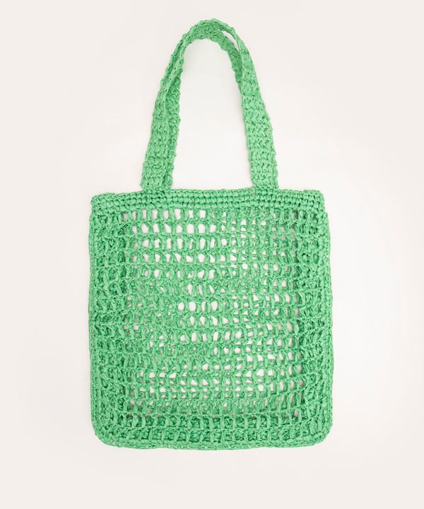 bolsa crochê de palha verde Único