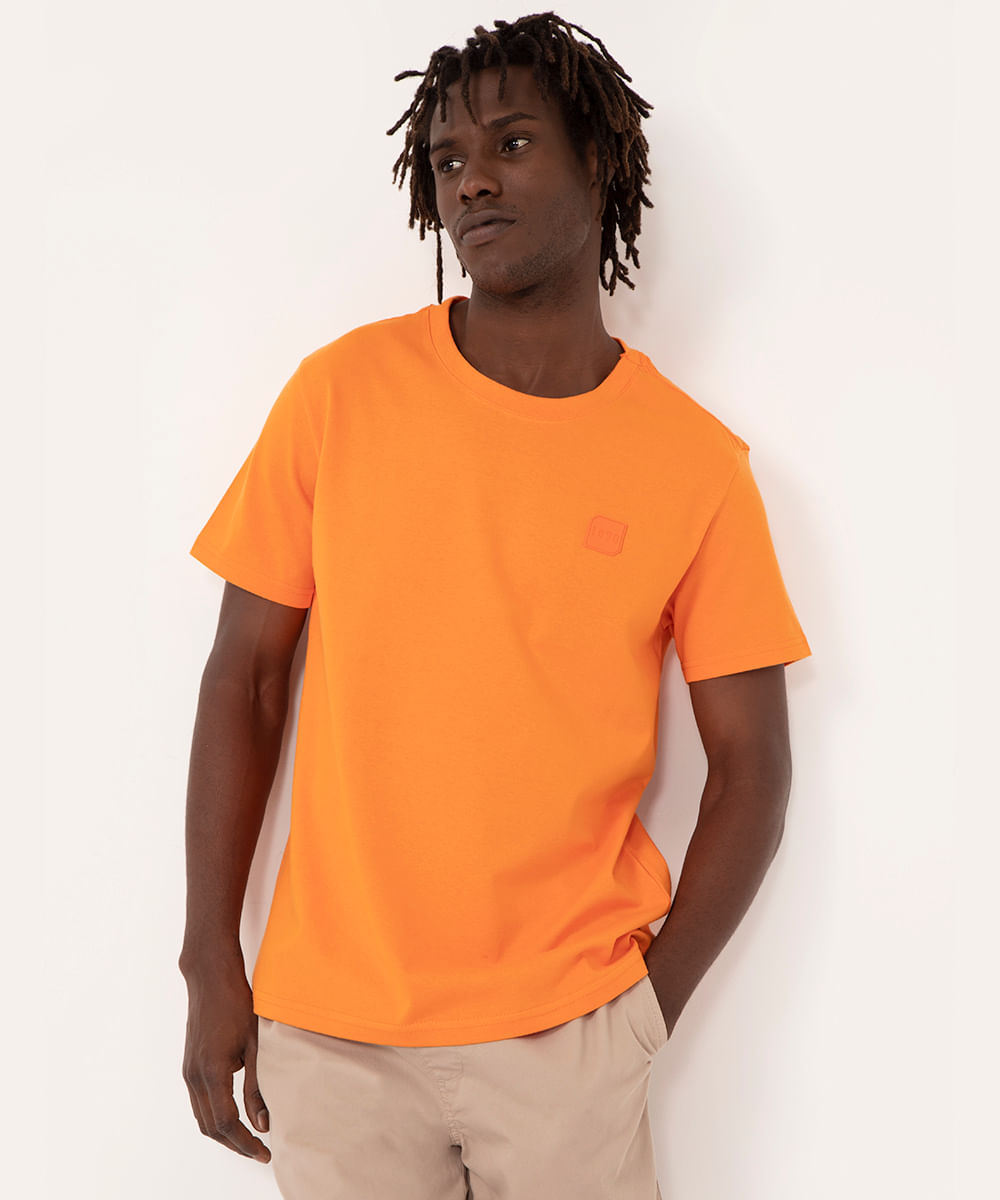 camiseta de algodão laranja