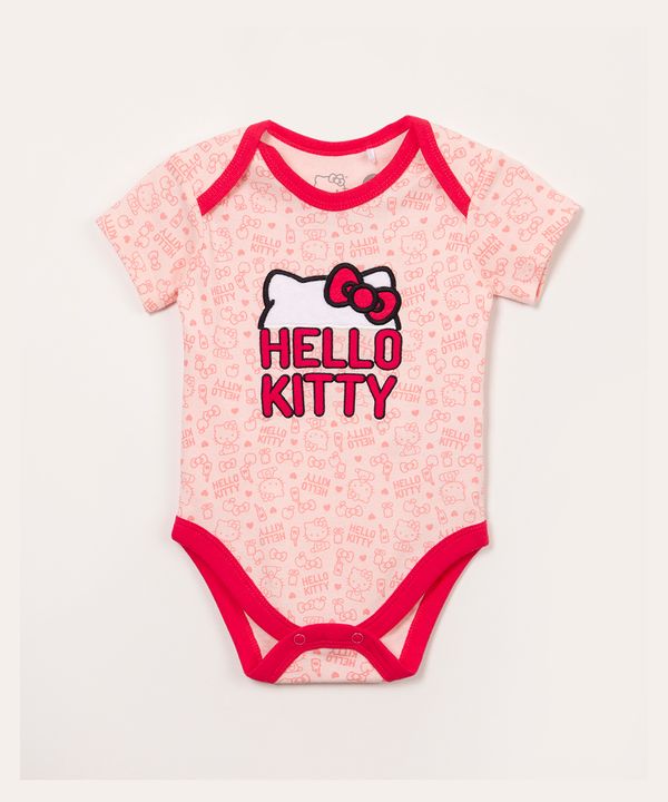 body infantil manga curta hello kitty rosa 12-18