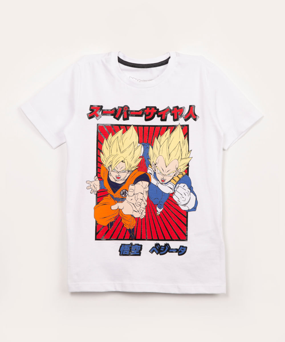 camiseta infantil manga curta dragon ball z off white