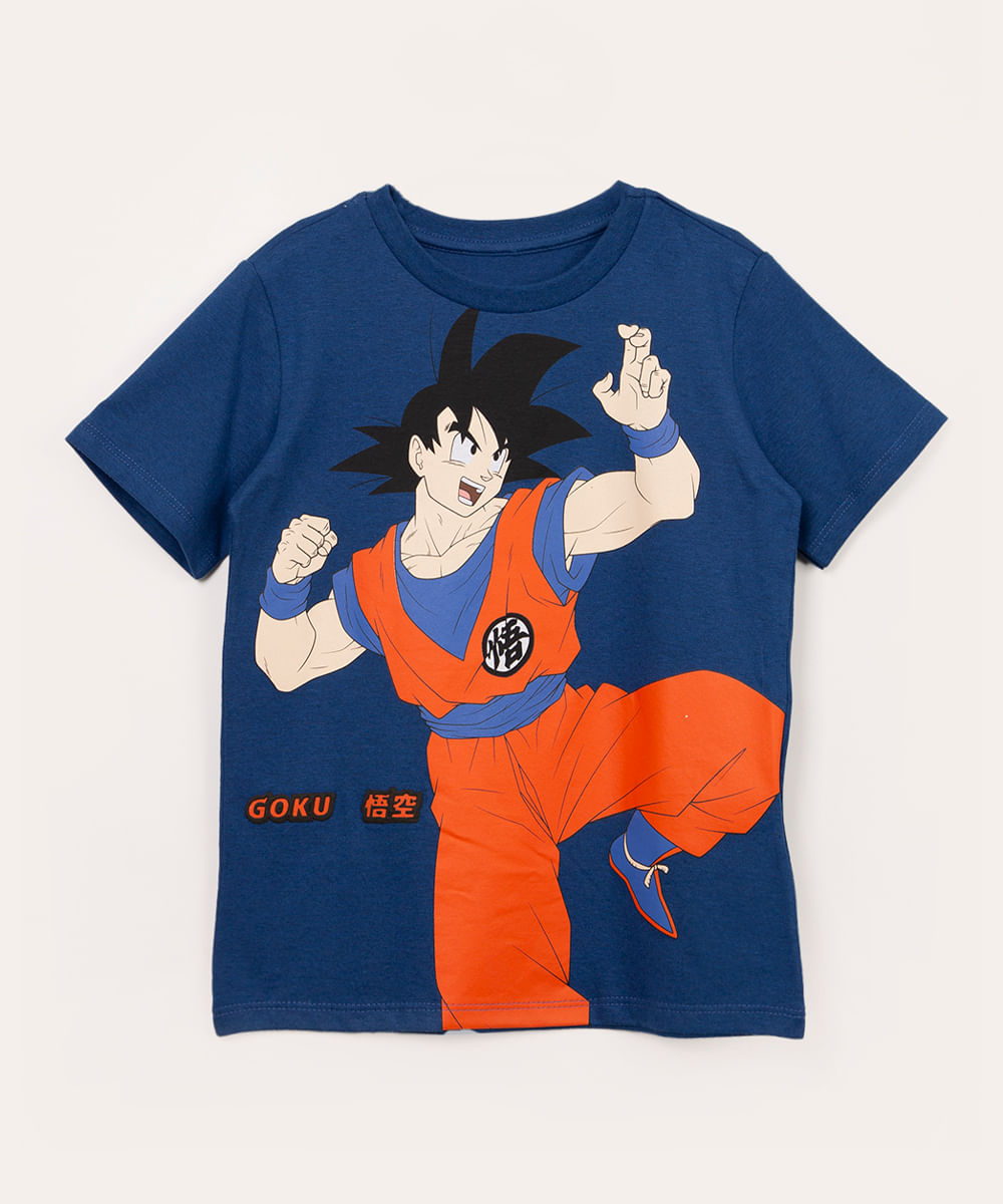 camiseta infantil manga curta dragon ball z azul