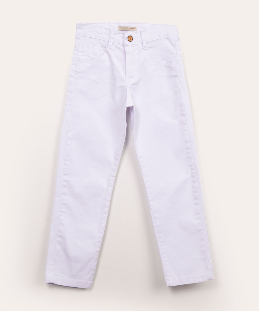 calça infantil de sarja branca