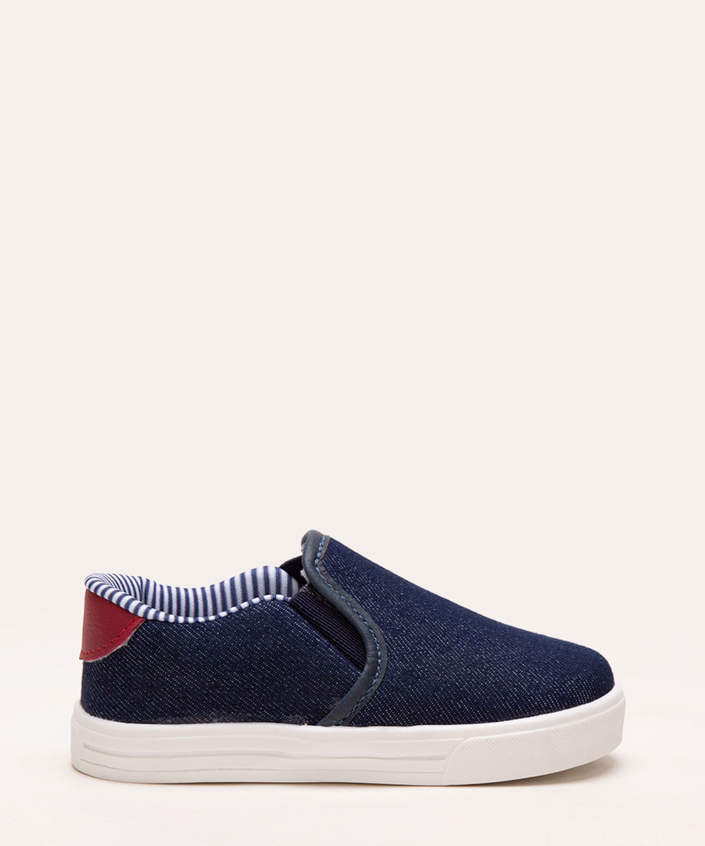 tênis infantil slip on jeans azul jeans