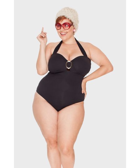 Maiô Costas Trançadas Liso Plus Size - Preto-56 Menor preço em Maiô Costas Trançadas Liso Plus Size - Preto-56