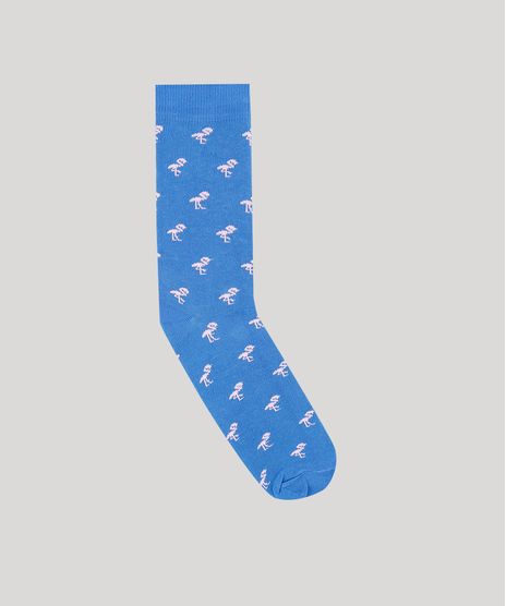 Meia-Masculina-Cano-Alto-Divertida-Estampada-de-Flamingos-Azul-Royal-8999681-Azul_Royal_1