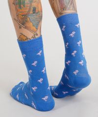 Meia-Masculina-Cano-Alto-Divertida-Estampada-de-Flamingos-Azul-Royal-8999681-Azul_Royal_3