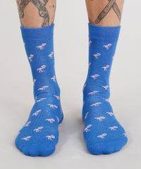Meia-Masculina-Cano-Alto-Divertida-Estampada-de-Flamingos-Azul-Royal-8999681-Azul_Royal_4