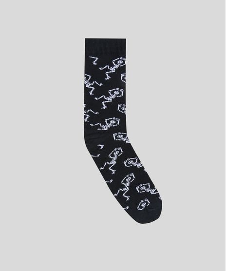 Meia-Masculina-Cano-Alto-Divertida-Estampada-de-Caveiras-Preta-9309994-Preto_1