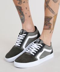 Tenis-Masculino-Ollie-com-Listra-Lateral-em-Lona-Verde-Militar-9350426-Verde_Militar_2