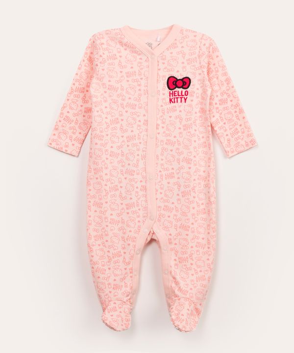 macacão infantil longo hello kitty rosa 0-3