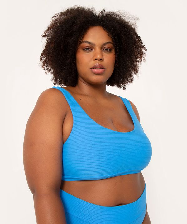 biquíni top regata plus size com bojo removível cosmo com proteção uv50 azul GG1