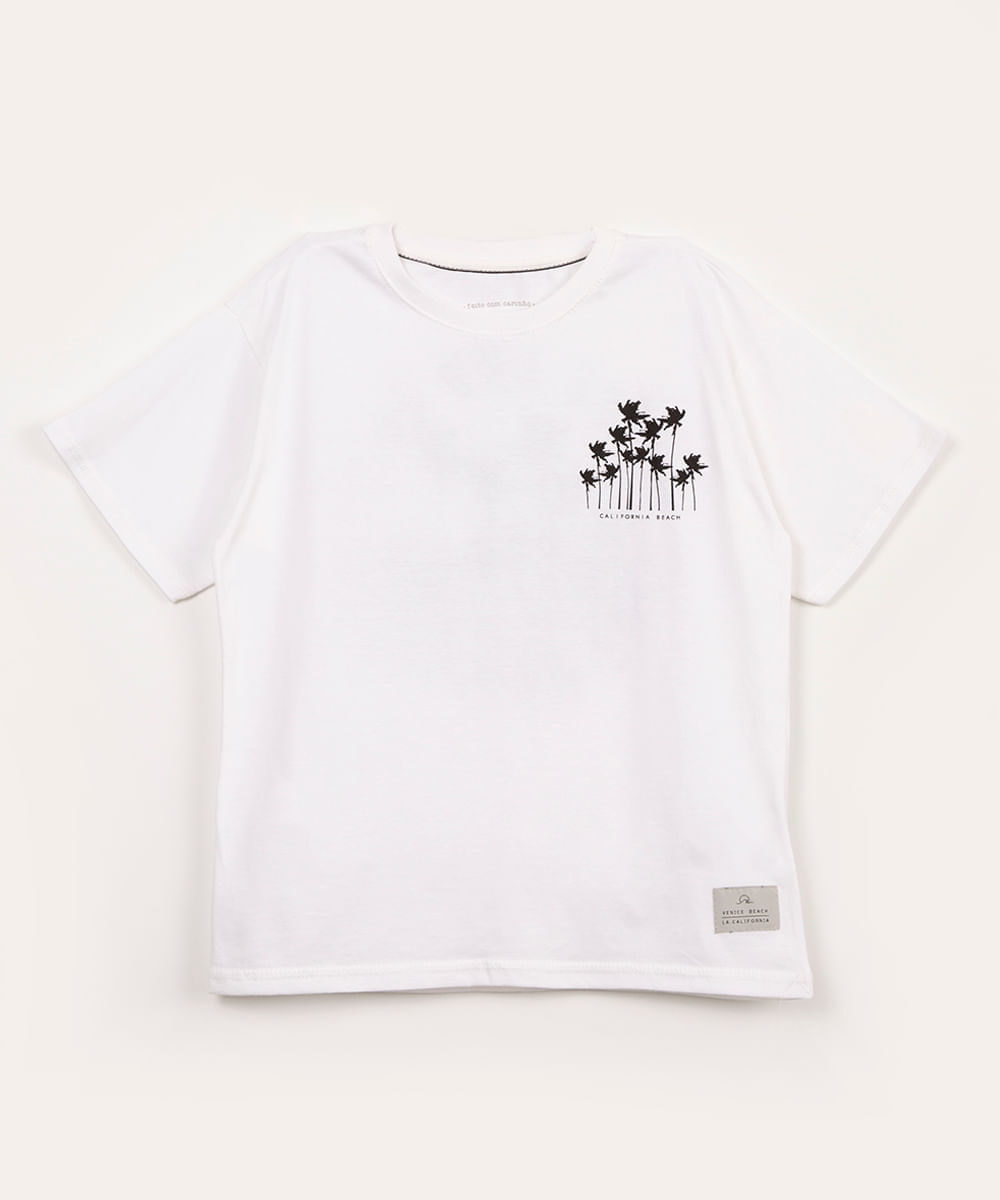 camiseta infantil de algodão california beach off white