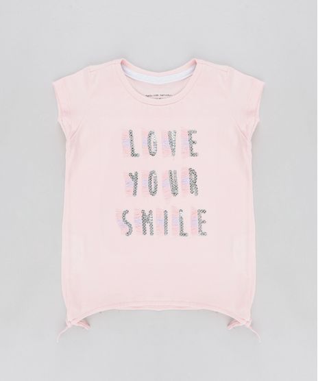 Blusa-Infantil--Love-Your-Smile--com-Paete-Manga-Curta-Decote-Redondo-Rose-9333400-Rose_1