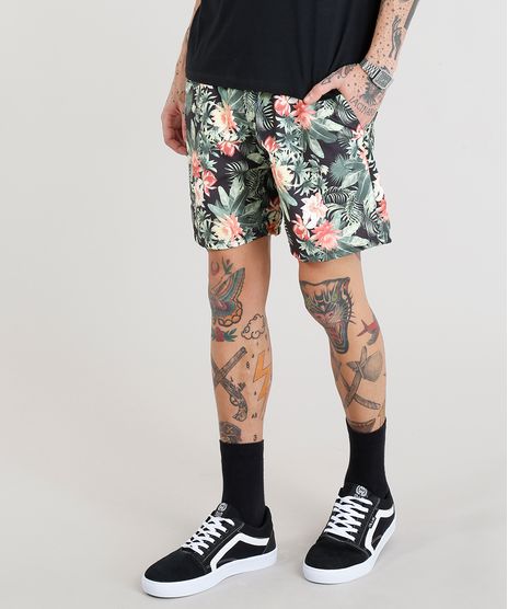 Short-Masculino-Estampado-Floral-com-Bolsos-Preto-9305454-Preto_1