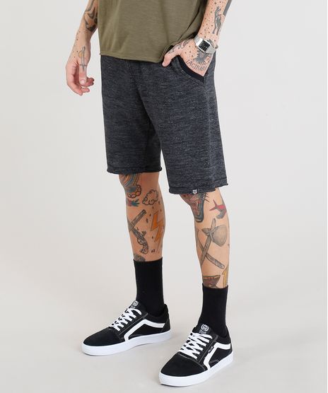 Bermuda-Masculina-em-Moletom-com-Bolsos-Cinza-Mescla-Escuro-9298418-Cinza_Mescla_Escuro_1