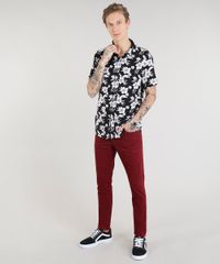 Calca-de-Sarja-Masculina-Skinny-com-Bolsos-Vinho-9319800-Vinho_3