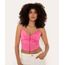 top cropped corset de cetim alça fina pink