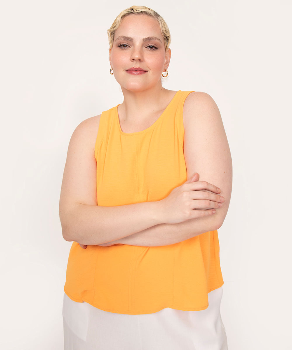 regata plus size recortes laranja