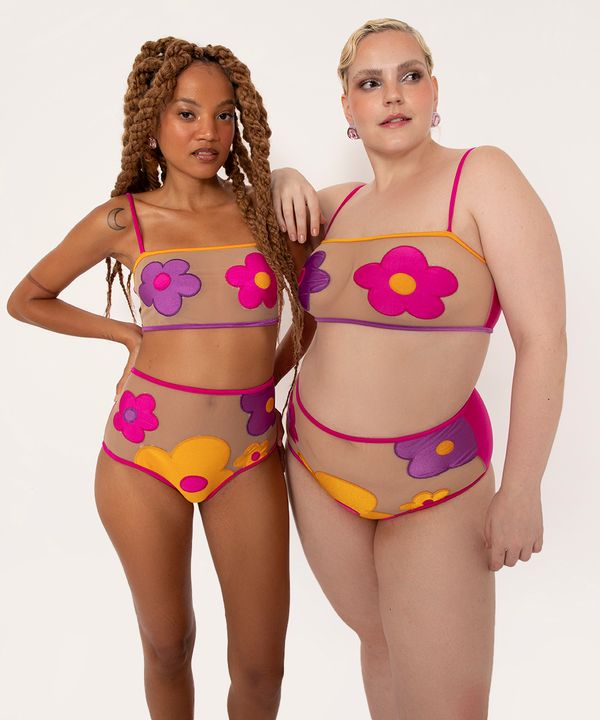 biquíni calcinha hot pant flores alexia hentsch rosa G