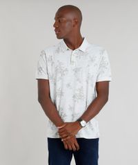 Polo-Masculina-Estampada-Floral-em-Piquet-Manga-Curta-Cinza-Mescla-Claro-9187321-Cinza_Mescla_Claro_1