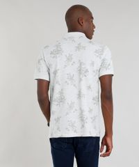 Polo-Masculina-Estampada-Floral-em-Piquet-Manga-Curta-Cinza-Mescla-Claro-9187321-Cinza_Mescla_Claro_2