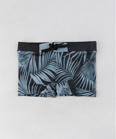 Sunga-Infantil-Boxer-Estampada-de-Folhagem-Preta-9281416-Preto_1