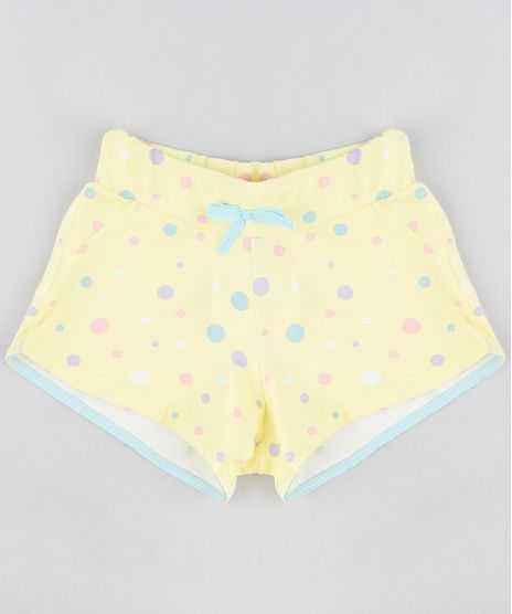 Short-Infantil-Estampado-de-Poas-com-Laco-Amarelo-9302435-Amarelo_1