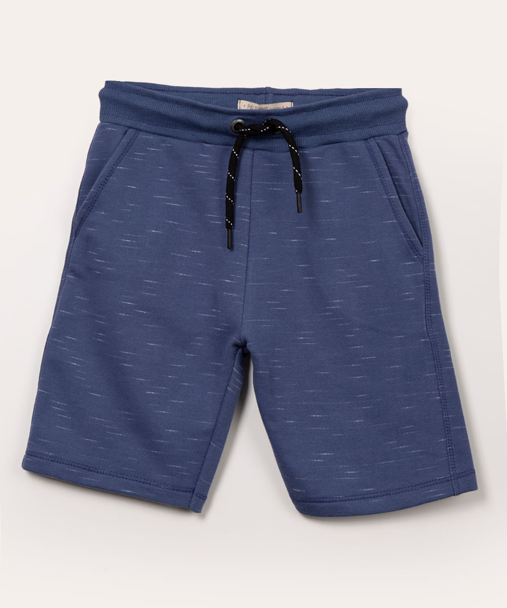 bermuda infantil de moletom com cordão azul jeans