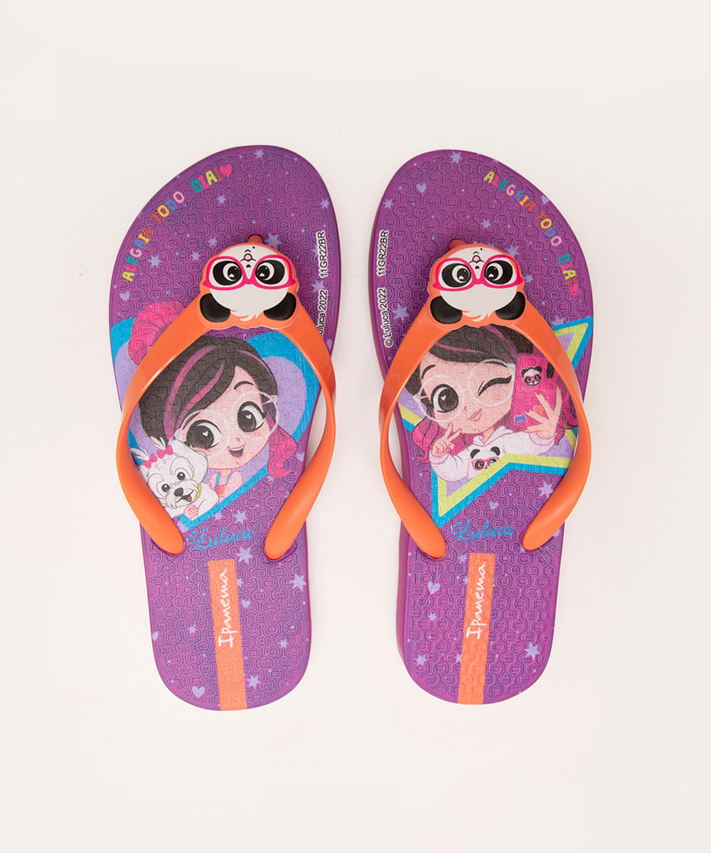 chinelo infantil luluca pandinha ipanema roxo