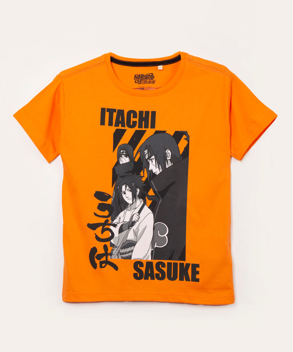 camiseta infantil manga curta naruto laranja