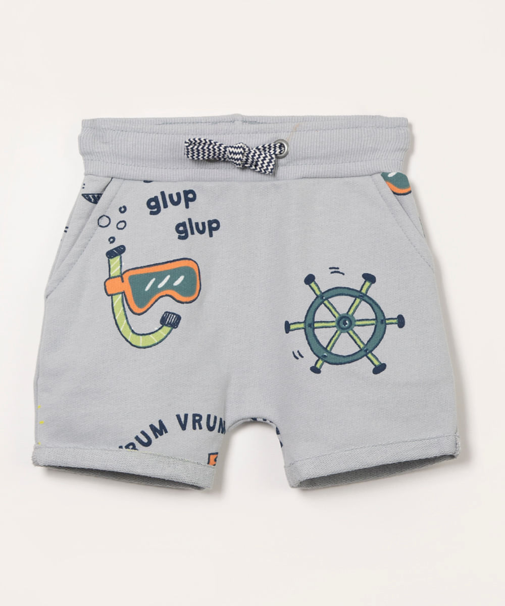 short infantil de moletom mar azul