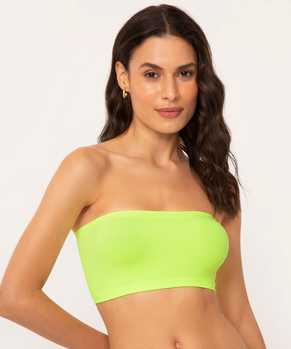 top faixa canelado sem bojo trifil verde neon