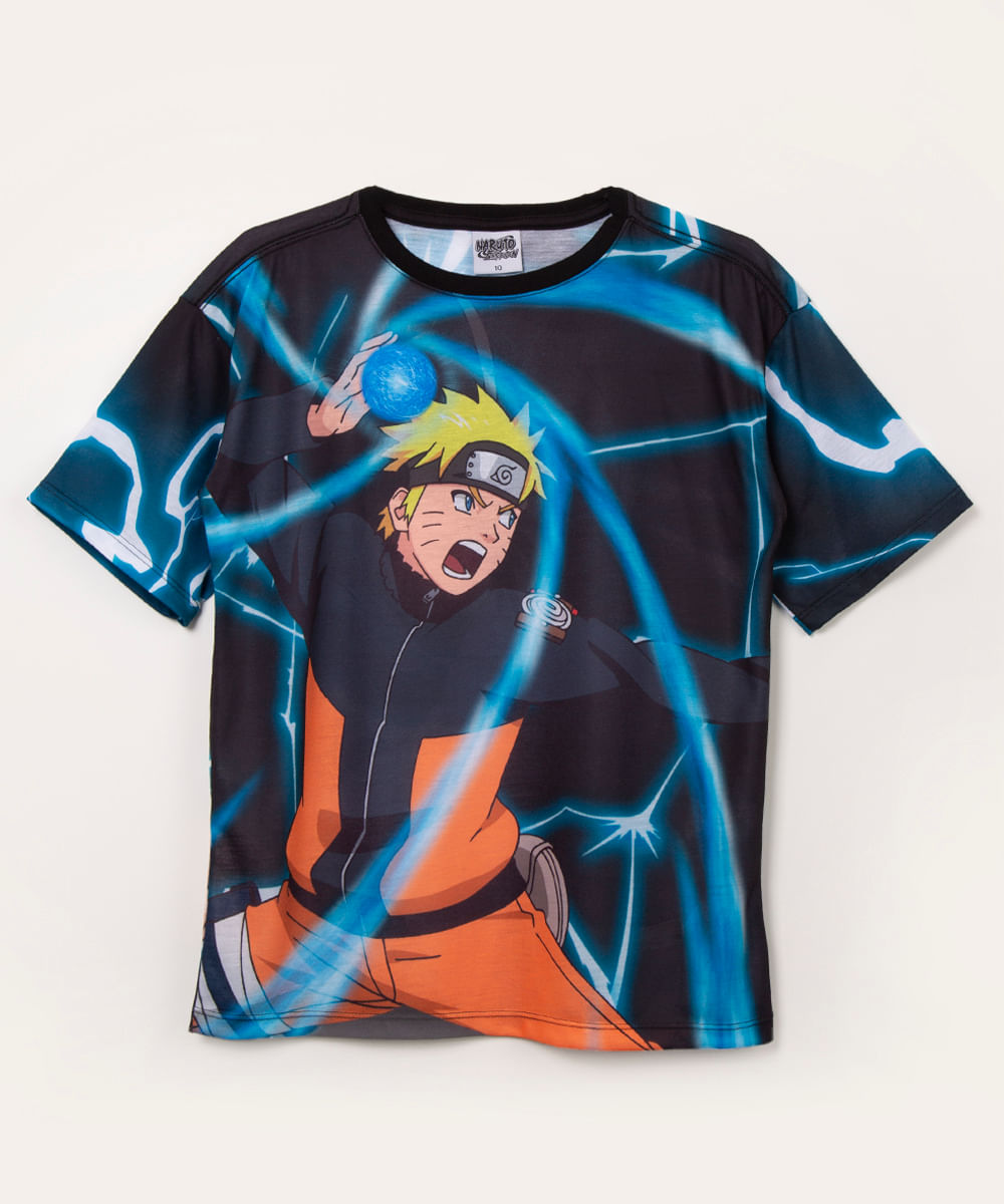 camisa juvenil manga curta naruto multicor