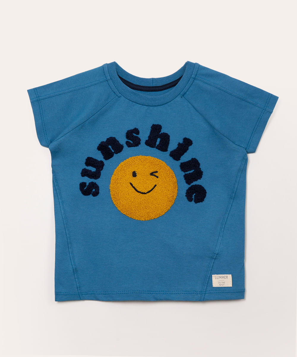 blusa infantil de algodão sunshine azul