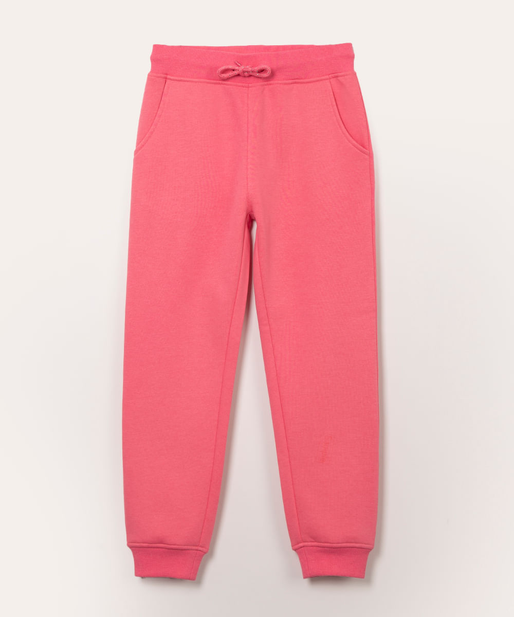 calça jogger infantil de moletom pink