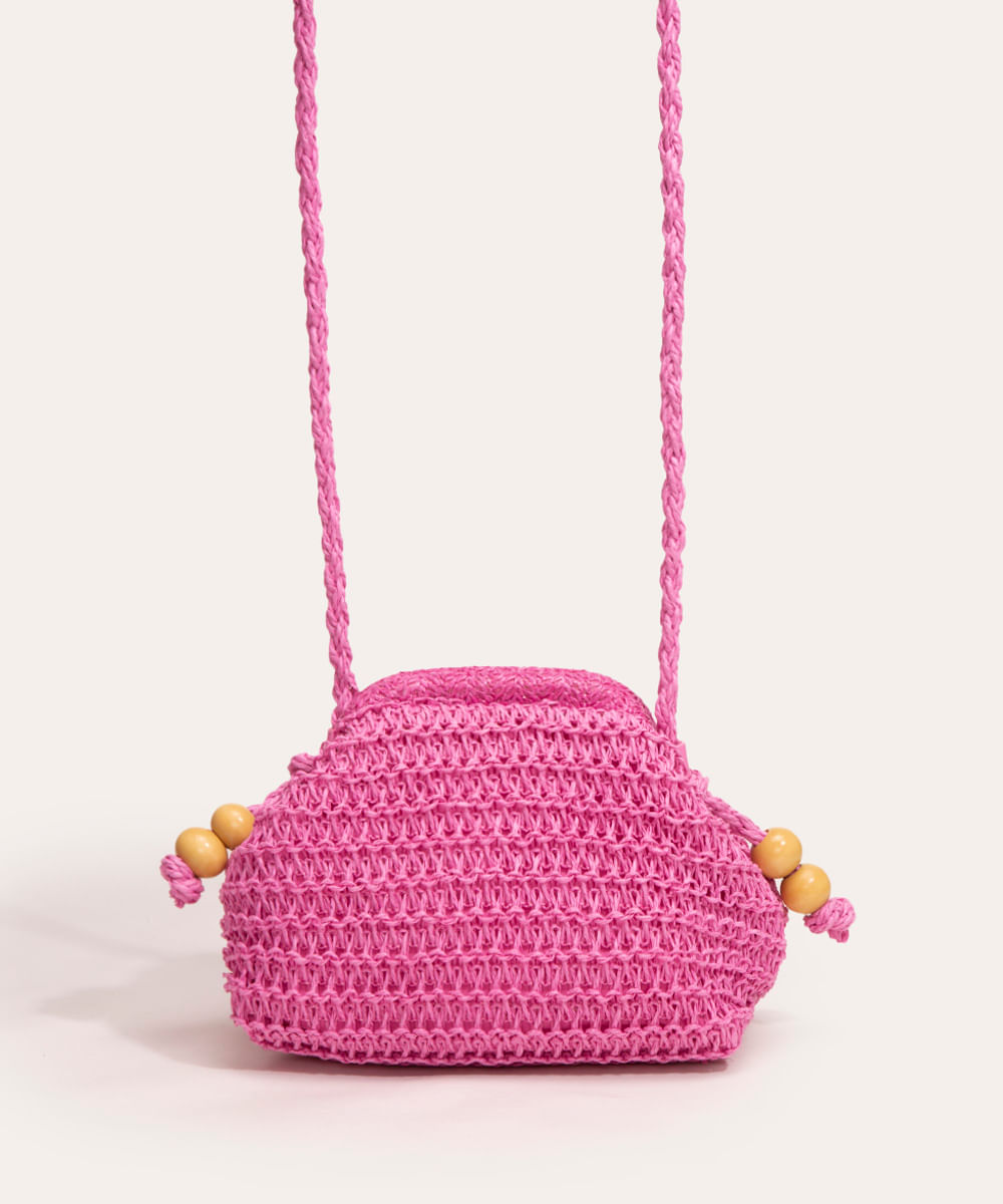 bolsa crossbody palha rosa