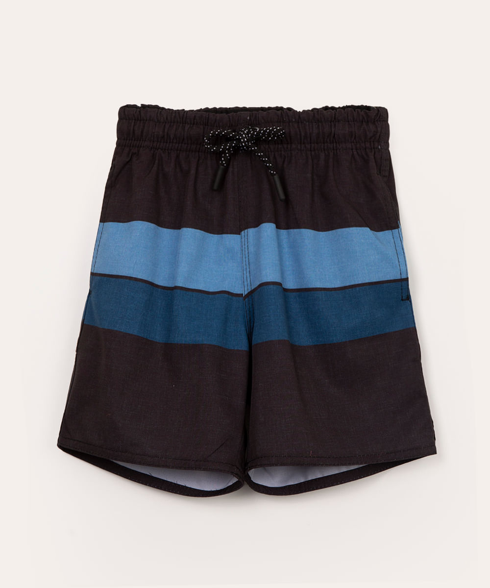 short de surf infantil listras cinza escuro