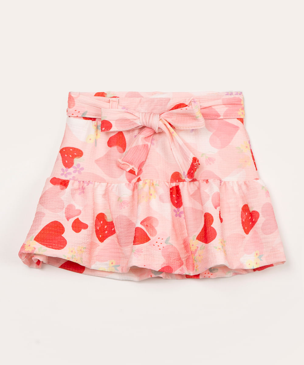 short saia infantil corações multicor