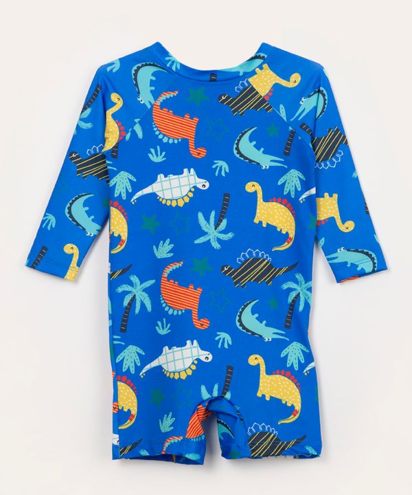macacão de praia infantil dinossauros com proteção uv50 azul 2