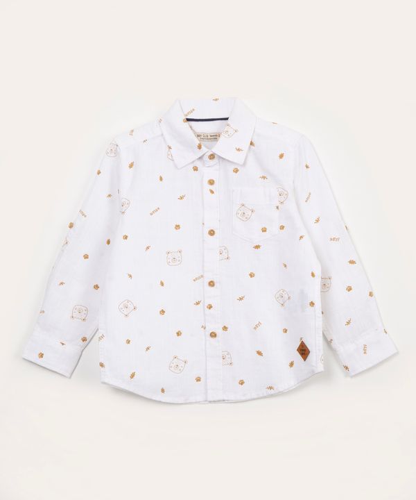 camisa infantil de algodão manga longa ursos off white 2
