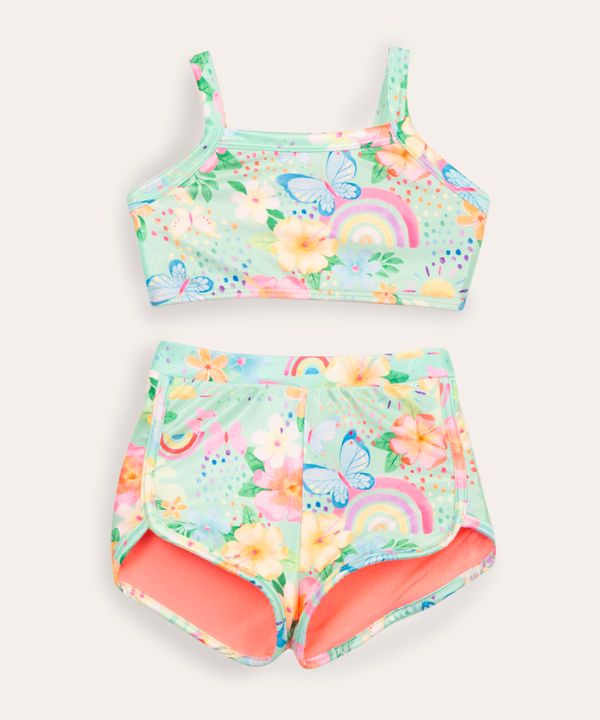 biquini infantil short floral com proteção uv50 verde 6