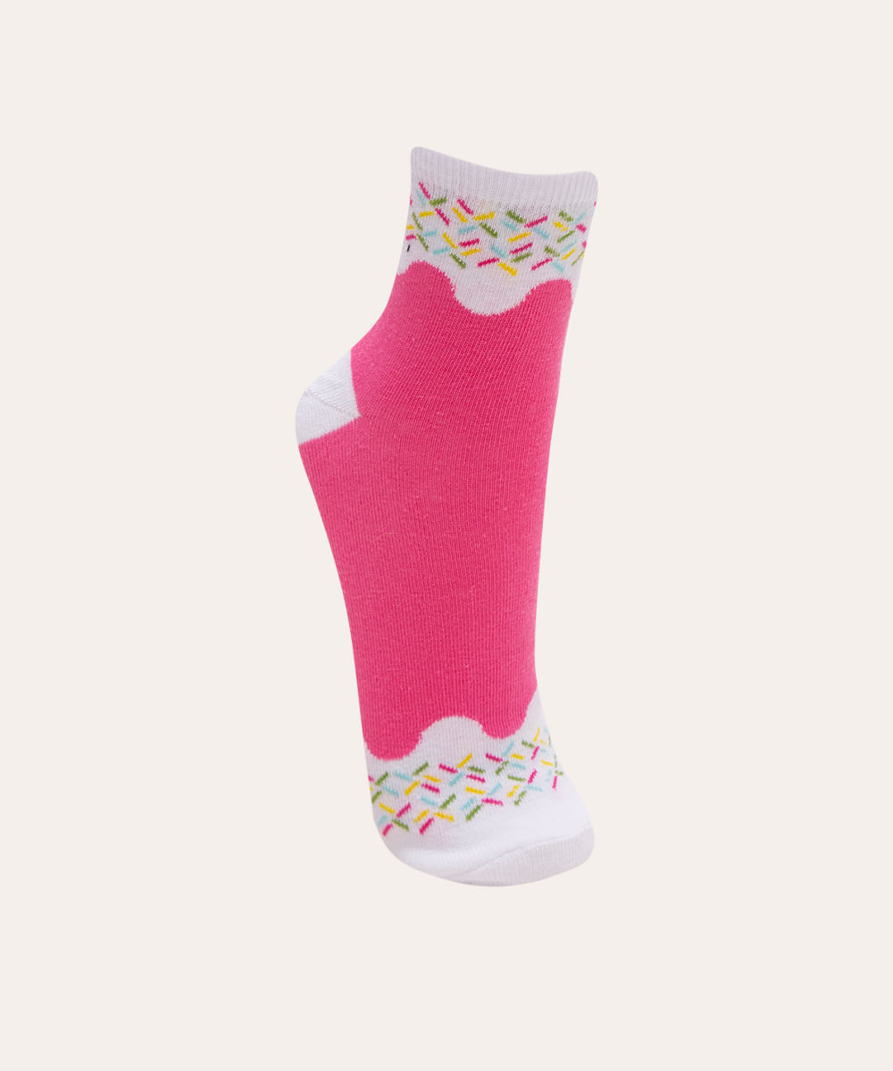 meia cano alto sorvete rosa